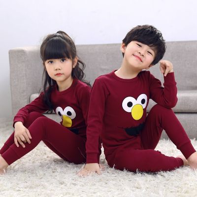 2-15Years Children Pyjamas Set,Boys Girls Cartoon Character Sleepsuit Summer Kids 100Cotton Long Sleeved Sleepwear Set