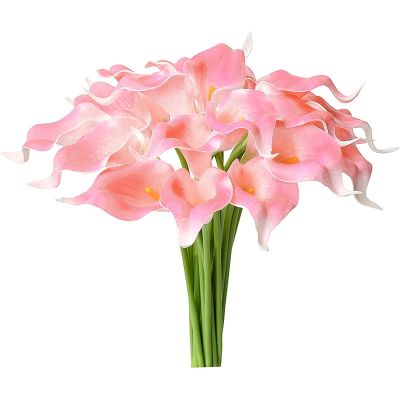 [AYIQ Flower Shop] สัมผัสจริงประดิษฐ์ Calla Lily ดอกไม้สีชมพูดอกไม้ปลอมสำหรับงานแต่งงาน Patry ตกแต่งช่อ Centerpieces ตกแต่งบ้าน