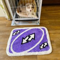 【SALES】 UNO Reverse Card Tufted Rug for Girl Room Purple Handmade Tufted Rug for Birthday Gift Fluffy Tufted Rug Soft Rectangle Mat