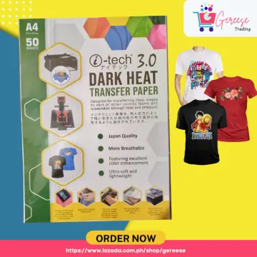 Dark Transfer Paper itech Old Version A4 Dark Designed for transferring  inkjet images to dark or other colored garments and substrates