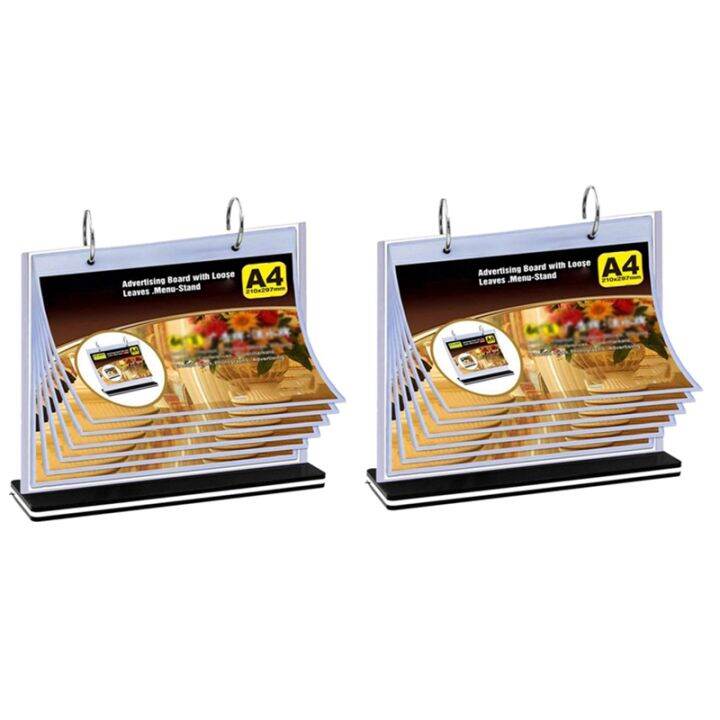 2X A4 Flip Table Menu Stand MultiPage Table Card Rack Menu Display