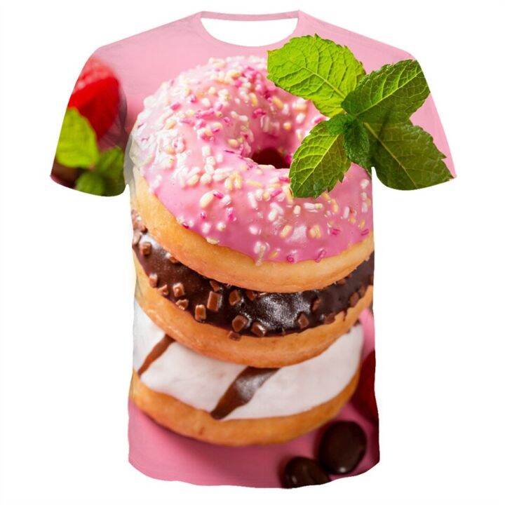 4-20y-boy-girl-chocolate-donuts-t-shirt-summer-teen-children-birthday-food-printed-clothes-t-shirt-kids-baby-fashion-tshirt-tops