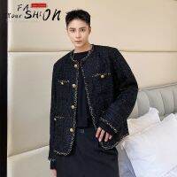 น้ำหอมขนาดเล็กคอกลมเสื้อแจ็คเก็ตผู้ชาย,เสื้อคลุมคาร์ดิแกนอินเทรนด์สำหรับผู้ชายผ้าขนสัตว์คลุมรอบคอ