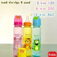 Kiddo เซ็ทขวดนมสี หัวการ์ตูน ขนาด 8 oz. - มีจุกให้ทุกขวด พร้อมส่ง