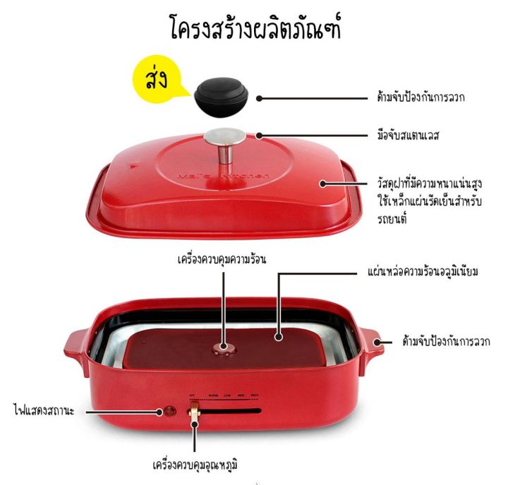 กะทะไฟฟ้าอเนกประสงค์-compact-hot-plate-4in1-ปิ้งย่าง-กระทะสุกี้-กะทะเคลือ-กะทะย่าง-กะทะเนื้อย่าง-เตาปิ้งย่าง-เตาไฟฟ้า-กะทะทาโกะยากิ-เปลี่ยนถาดไ