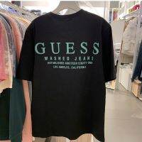 ✹ เสื้อยืดแขนสั้น พิมพ์ลายตัวอักษร guess สีพื้น แบบเรียบง่าย แฟชั่นฤดูร้อน สไตล์เกาหลี สําหรับผู้ชาย และผู้หญิง