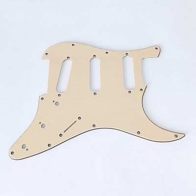 ；‘【；。 Dark Cream Color 3 Ply 11 Holes SSS Guitar Pickguard Anti-Scratch Plate For ST FD Electric
