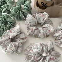 Korean Fashion Floral Green Elastic Hair Scrunchies Super Fairy Temperament Sweet Little Fresh Hair Accessories For Woman Girls