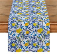 Lemon Individual Cloth Table Runners Ceramics Decoration and Accessories for Table Tennis Racket Blue Classical Wedding