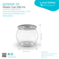 LAZ-Step กระป๋องพลาสติก PET ฝาดึงแบบอลูมิเนียม  ขนาด 200 ml. LAZ200SP211 บรรจุกล่องละ 400 ใบรวมฝา ต้องปิดด้วยเครื่องปิดฝากระป๋อง