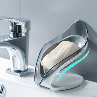 1 Pcs Portable Soap dish with drain water travel leaf shaped soap holder solid Soap box For bathroom kitchen accessories