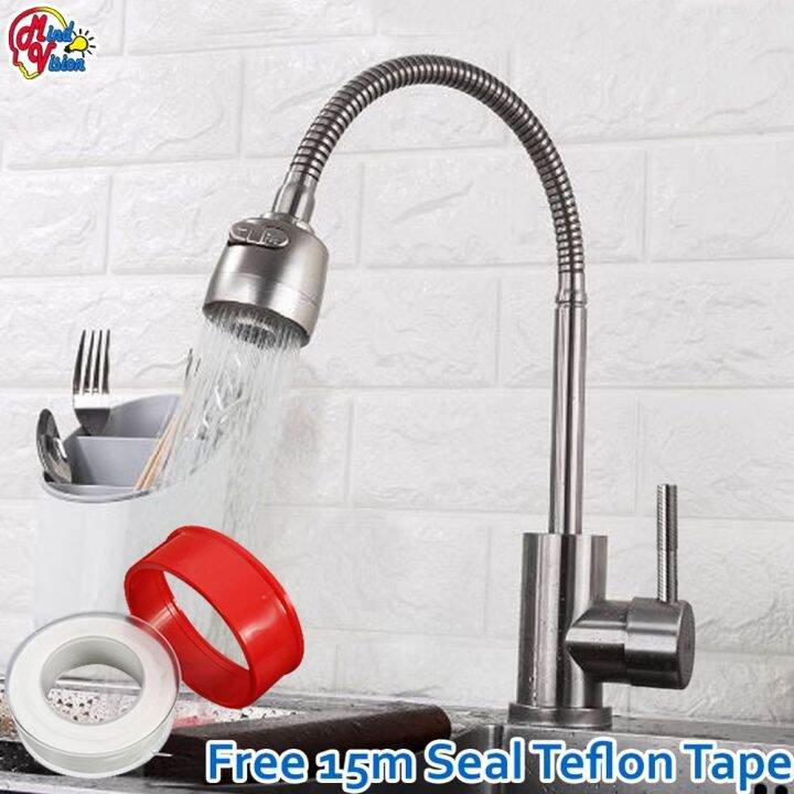 Universal 304 Stainless Flexible Kitchen Sink Faucet WB434 Free Teflon