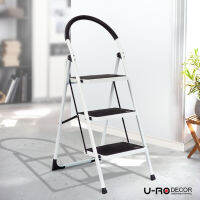 U-RO DECOR บันไดอเนกประสงค์ 3 ชั้น รุ่น SPIDER (สไปเดอร์) สีดำ/ขาว บันไดเหล็ก บันได พับเก็บได้ มียางกันลื่น ขึ้นลงมั่นคง รับน้ำหนักได้ 150 กก.