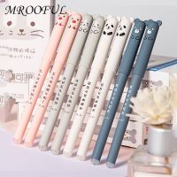 ☁ 4Pcs/set Kawaii Pig Bear Cat Mouse Erasable Gel Pen Washable Handle School Office Supplies Stationery Gift 0.35mm Blue Black Ink