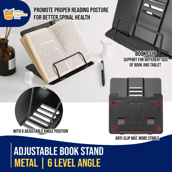 Book Stand Reader Reading Frame Rack Metal Foldable Adjustable Angle Lazada PH