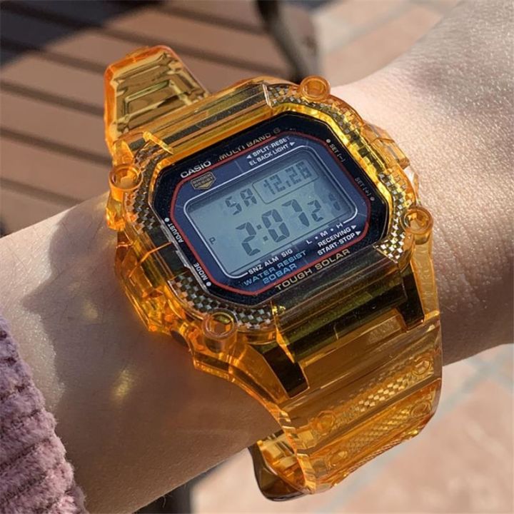 สายนาฬิกา-เคส-สำหรับ-casio-g-shock-dw-5600-gw-b5600-g-5600e-g-5000-gw-m5610-g-5600e-g-5000-สายนาฬิกาซิลิโคนสร้อยข้อมือแบบใส