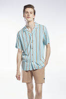 ESP เสื้อฮาวายลายทาง ผู้ชาย สีเขียว | Stripe Hawaiian Shirt | 3681