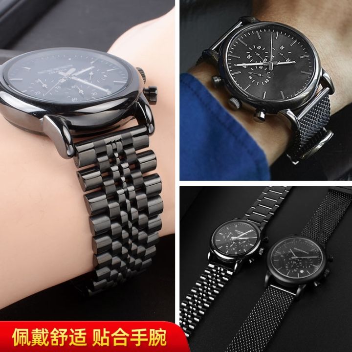 suitable-for-armani-watch-strap-black-samurai-ar60012-60008-ar1970-1981-watch-strap-steel-strap-22mm