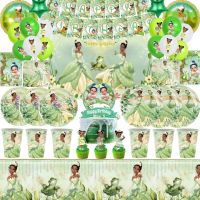Disney Princess Birthday Party Decorations Tiana Princess Tableware Balloons Backdrops For Baby Shower Kids Girls Party Supplies