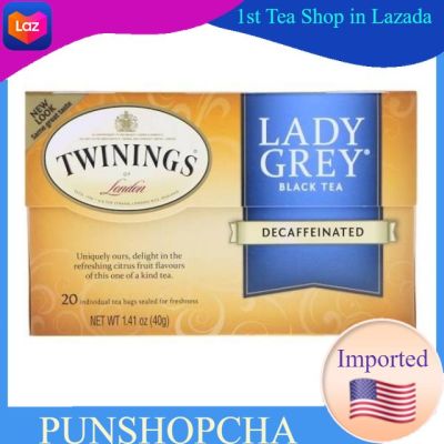 ชาทไว​นิงส์​ Twinings, Lady Grey Black Tea, Decaffeinated, 20 Tea Bags ชาสมุนไพร ชาดำ
