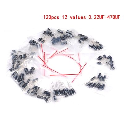 【cw】 120PCS/LOT 12 values 0.22UF-470UF Aluminum electrolytic capacitor assortment kit set pack