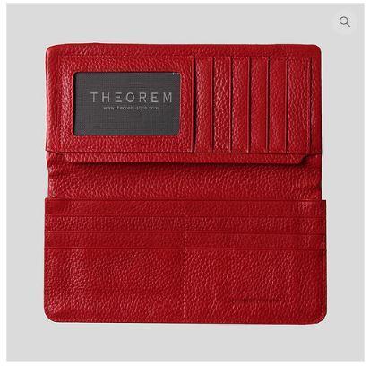 ray-กระเป๋าสตางค์ใบยาวหนังแท้-สีแดง-theorem