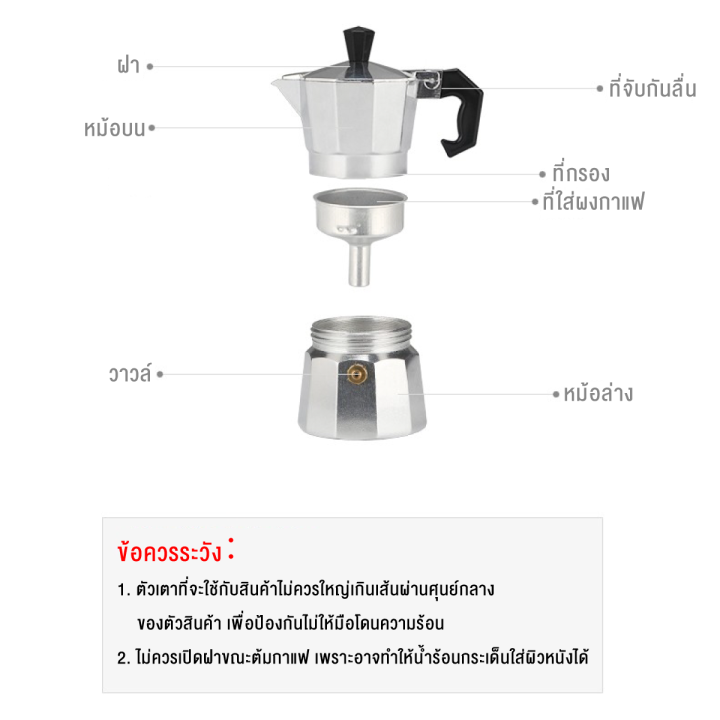 หม้อต้มกาแฟ-ดิปกาแฟ-moka-pot-มอคค่าพอท-แบบแรงดัน-สำหรับ-3-6-ถ้วย-150ml-300ml-paveta