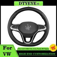 【YF】 Car Steering Wheel Cover For Volkswagen VW Atlas Golf 8 Mk8 Polo Jetta Passat B9 Tiguan Genuine Leather Braid