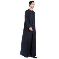 Thawb Maxi-มุสลิมดูไบยาว Abaya มุสลิมตะวันออกกลางผู้ชาย Ramadan Thobe แขนยาวซาอุดีอาระเบียอิสลาม Solid Robe Kaftan