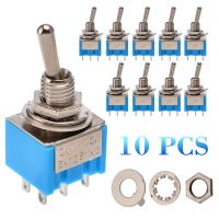 10pcs DPDT Toggle Miniature Electrical Switches MTS-202 6-Pin DPDT ON-ON 6A 125V AC Mini Blue Toggle Switch 2 Position Electrical Circuitry  Parts