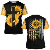 2023 NEW   shirt cross t-  jesus sunflower god bless america land that i love u.s flag   cool  (Contact online for free design of more styles: patterns, names, logos, etc.)