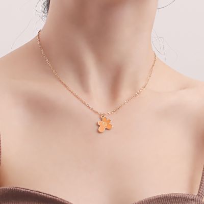 [COD] European and cross-border simple drop oil flower pendant necklace female single layer niche design