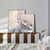 Winter Wonderland Wall Art ภาพวาดผ้าใบภูมิทัศน์นอร์ดิกสำหรับตกแต่งห้องนั่งเล่น