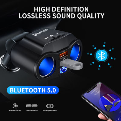 Eleskyรถยนต์แฮนด์ฟรีBluetooth 5.0เครื่องส่งสัญญาณFMในรถMp3 Player Dualเครื่องชาร์จUSBขยายสนับสนุนU Disk Music Play, Bluetooth MP3 Playerมีไมโครโฟนในตัวสำหรับรถยนต์หรือรถบรรทุก