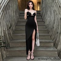 ✁ Wittygirls shop ชุดเดรสกระโปรงยาว สุดเซ็กซี่ แต่งรูกลวง ผ่าข้าง เหมาะกับงานปาร์ตี้ สําหรับสตรี