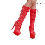Denova s Women s Patent Very High Heel Big Size Knee Show Boot