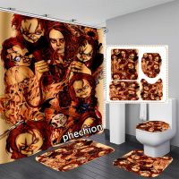 【Bathroom sale】 Phechion ที่น่ากลัว Chucky 3D PrintBathroomToilet ปกเสื่อแผ่นพื้นกันลื่น (1/3/4ชิ้น) W25