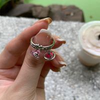 VIVIENNE WESTWOOD pendant ring female cute pink planet stacked ring fashion