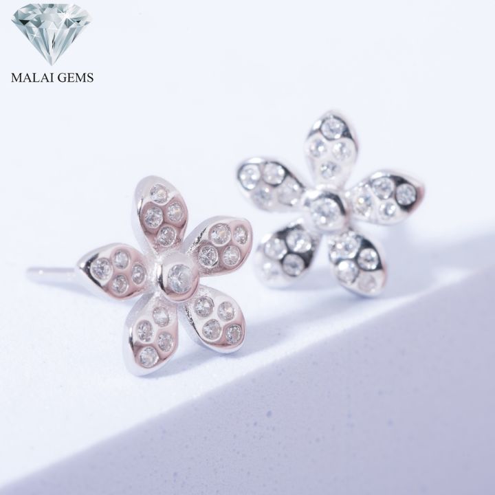 malai-gems-ต่างหูเพชร-เงินแท้-silver-925-เพชรสวิส-cz-เคลือบทองคำขาว-รุ่น-075-1ea82907-แถมกล่อง-ต่างหูcz-ต่างหูเงินแท้