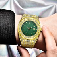 ⌚✱ Hip-hop mens diamond-encrusted watch shaking sound full of diamonds water ghost calendar full of stars quartz watch micro-business supply