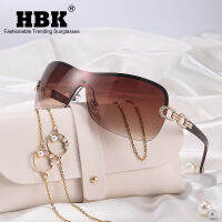 HBK Italy Oversized Gradient Sunglasses Women Wrap Around Rhinestone Vintage Sun Glasses Ladies Wide Shield Designer Shades Y2K