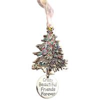 Christmas Ornaments Hangable Christmas Tree Pendants Alloy Decorative Ornaments Multipurpose Words Printed for Winter Window Party Decor natural