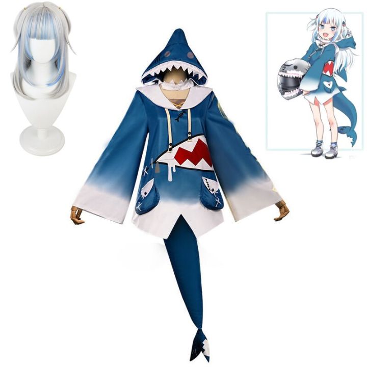 Vtuber Hololive Eng Gawr Gura Cosplay Costume Cute Shark Costume Hoodie