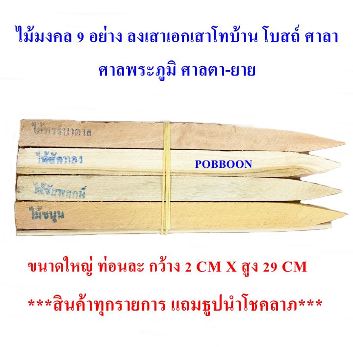 ไม้มงคล-9-อย่าง-ขนาดเล็ก-ใหญ่-ใช้ในพิธีวางศิลาฤกษ์-พิธีลงเสาเอก-เสาโท-พิธีลงเสาศาลพระภูมิ-ตายาย-พิธีปลูกบ้านเรือน-สร้างอาคารบริษัท