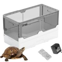 Turtle Tank Anti-Escape Large Double-Layer Tank for Turtles Turtle Habitat Kit Turtle Terrarium for Hermit Crabs Terrapin Small Reptiles Turtle Tank Accessories serviceable