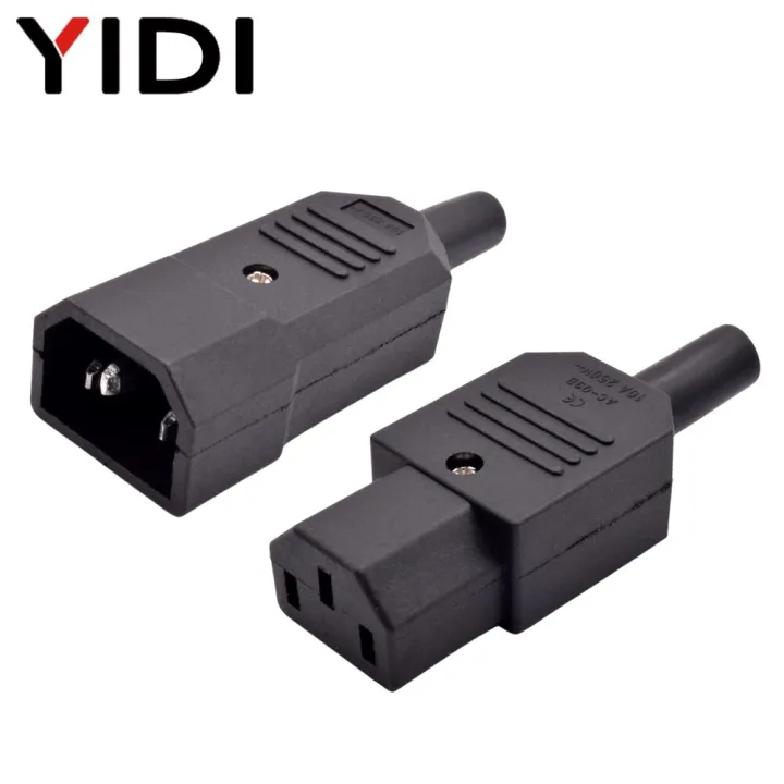 5pcs 10pcs Iec 320 Straight Cable Ac Plug Socket C13 C14 10a 250v Black Rewireable Electrical 3 1808