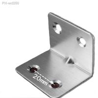 ◑ 20pcs L-Shape Thickened Stainless Steel Corner 4 Holes Fixing Angle Wood Brackets Furniture Hardware Connection