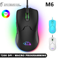 M6V600 USB สายมินิเมาส์สำหรับเล่นเกม72008000จุดต่อนิ้ว O Ptical 7ปุ่ม RGB USB เมาส์แบบมีสายหนูสำหรับพีซีตั้งโต๊ะแล็ปท็อปคอมพิวเตอร์ Gamer