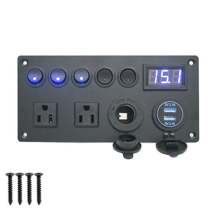 Dual USB Port Car Switch Panel For Car Marine LED Digital Voltmeter 12V ...