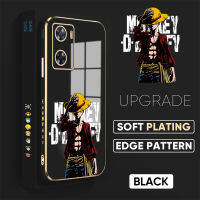 PMP เคสสำหรับ OPPO A77S 2022เคส Oppo A77s ปลอก Oppoa77s OPPOA77S Oppo A77S 【ฟรี Lanyard】Anime Cartoon Luffy Square Edge Pattern Casing Plated Phone Shell Luxury Plating Soft Phone Case